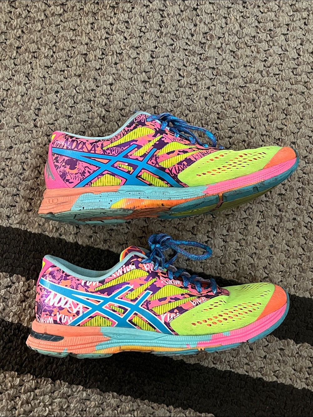 ASICS Neon Multi-Color Girls' Running Shoes - Lime, Pink & Blue
